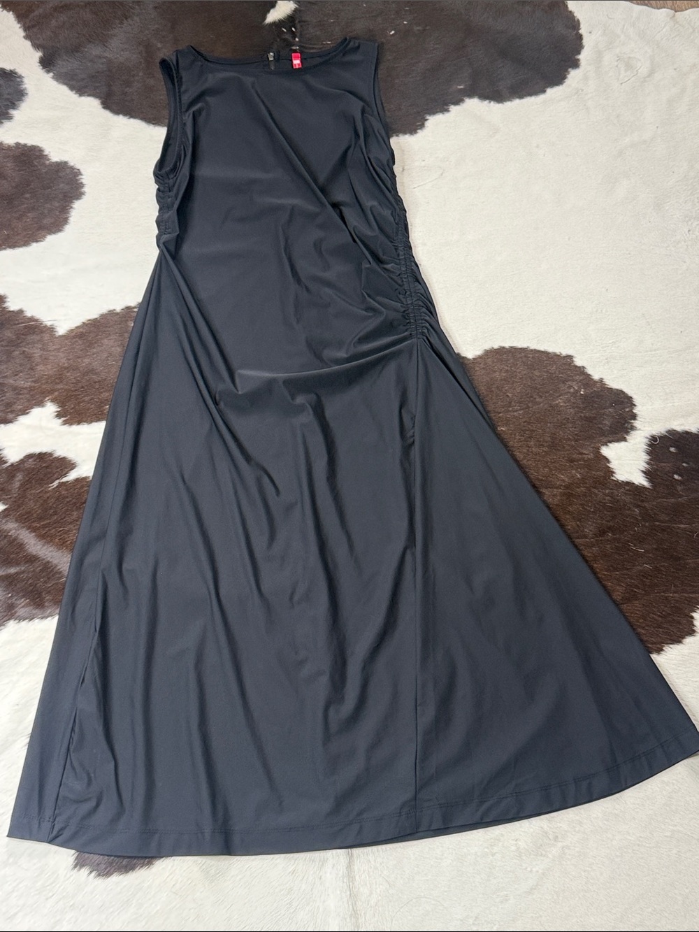 IC COLLECTION Black Sleeveless Maxi Dress with Side Ruching
